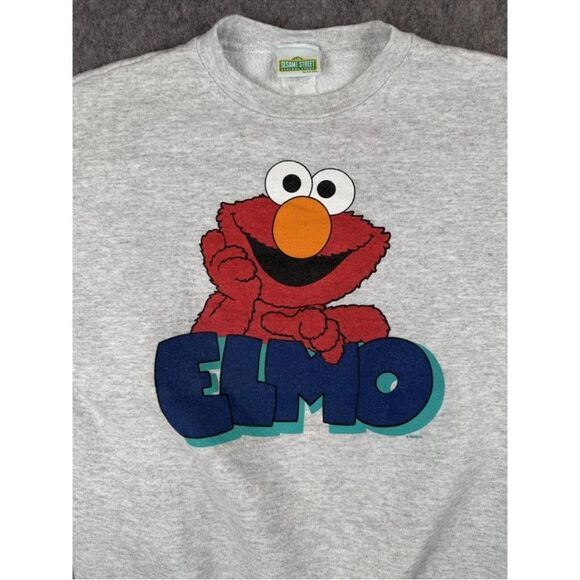 Sesame Street Sweatshirt Women's Medium Grey Elmo Long Sleeve Crew Neck Pullover - Picture 4 of 9